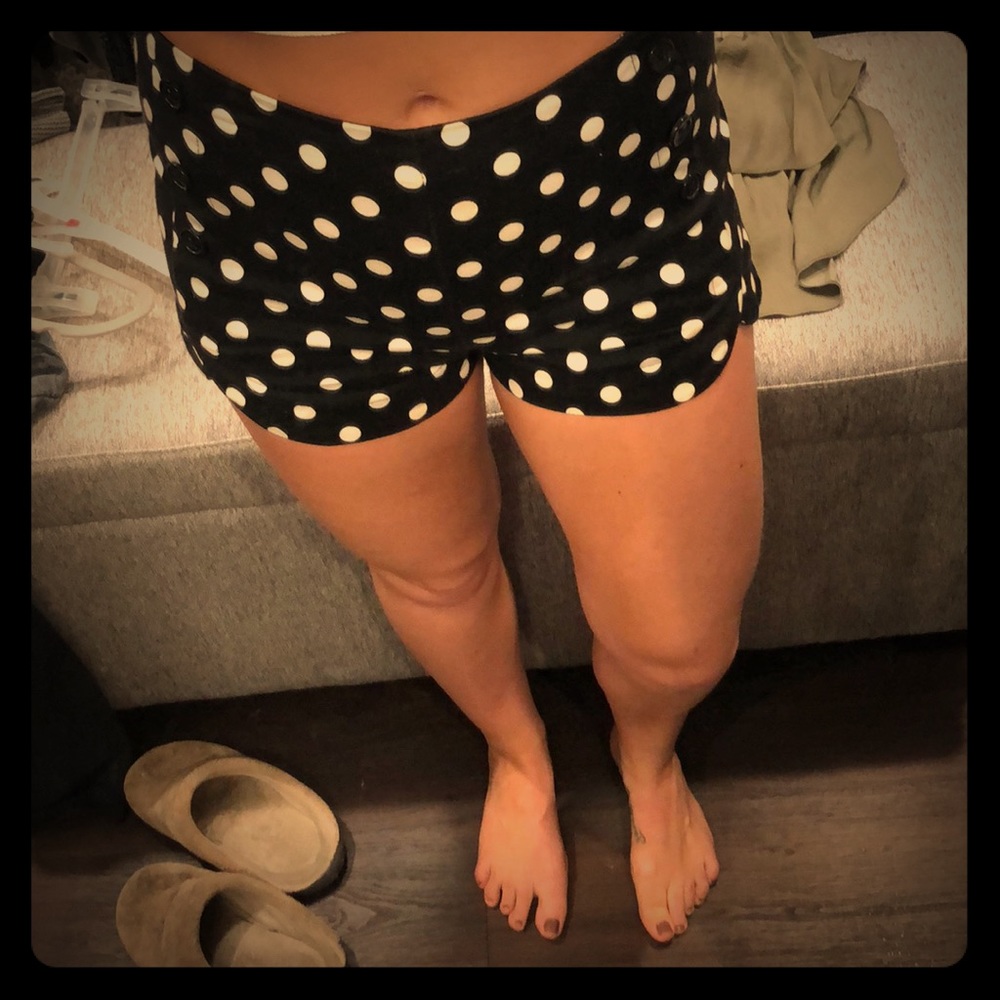 High waisted polka dot shorts